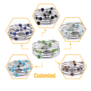 <span class=keywords><strong>2025</strong></span> Hợp Thời Trang Boho Sang Trọng Bạc Mạ Kẽm Hợp Kim Màu Ngọc Lam Đính Cườm Hình Học Nhiều Lớp Unisex Linh Hoạt Chữ Thập Vòng Đeo Quyến Rũ - Product Image 6