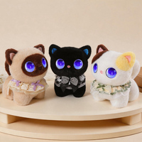 20cm KI Siamesische Katze Plüschtier, 66-Sprachen Sprechendes Stoffkätzchen, Intelligenter Sprachkommunikations-Roboter-Plüsch, Leuchtende Sternenaugen, Geschenk