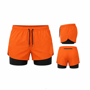 Custom Double <b>Layer</b> Running Shorts Lightweight Performance Sportswear With Compression Liner And Secure Pockets For Athletes - Product Image 1