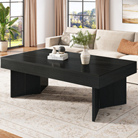Table de café moderne rectangulaire noire de 47 pouces en bois, autoportante, pour café, salon et maison - Vente en gros