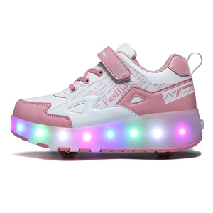 Sneakers <span class=keywords><strong>sportive</strong></span> da ragazza con pioppo leggero a Led USB comode <span class=keywords><strong>scarpe</strong></span> a rotelle regolabili retrattili con deformazione allacciata - Product Image 3