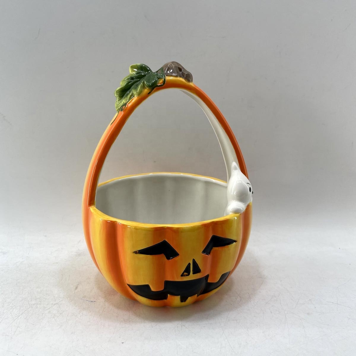 Théière En Céramique Citrouille Peinte à La Main Porcelaine Anglaise Dorée Avec Filtre - 1L Blanc