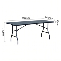 Table pliante rectangulaire en plastique HDPE - Table de repas portable pour l'extérieur avec un design moderne pour les hôtels et les événements
