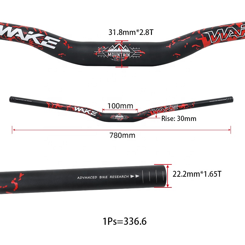 WAKE haute qualité en alliage d'aluminium 31.8mm * 720mm/780mm vélo guidon vtt guidon vélo Riser guidon cyclisme guidon