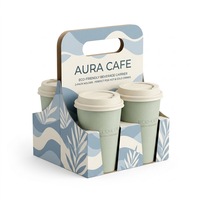 Support de tasse en papier avec insert de plateau et manchon pour boissons à emporter (café, thé, boissons, fleurs, snacks, biscuits, pâtisseries) - Vente chaude