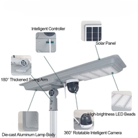 Lampadaire solaire avec caméra 4G WiFi 4MP, surveillance solaire extérieure 800W, CCTV sans fil IP65 LED pour route