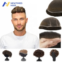Système de remplacement capillaire pour hommes Newtimes Hair Full French Lace, cheveux humains Remy, toupet pour hommes