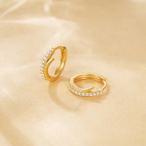Nuevos Aros de Plata S925 con Circonitas Blancas y Letras Doradas para Uso Diario, para Mujer - Product Image 4