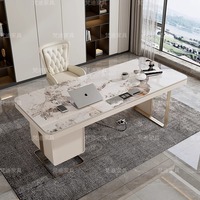 Escritorio de oficina de tablero de roca de gama alta moderno de lujo Escritorio de estudio de Diseñador de viento Simple con silla escritorio de computadora de alta calidad