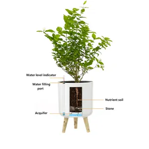 Pots de plantes à fleurs à arrosage automatique minimalistes Indicateur de niveau d'eau à conception à 3 pattes Installation facile Maison Jardin Cuisine Plancher Pépinière
