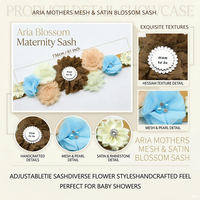 Denim-Stil Schwangerschafts-Gürtelset 5-teilig Schwester Papa Werdende Mutter Ansteckblume Blumenkranz für Babyparty Foto-Requisiten