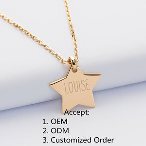 Collar con Colgante de <span class=keywords><strong>Estrella</strong></span> de Acero Inoxidable Chapado en Oro de 18k para Mujer, Collar de <span class=keywords><strong>Estrella</strong></span> Grabado Personalizado, Collar con <span class=keywords><strong>Nombre</strong></span> Personalizado - Product Image 1