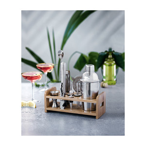 Set di Utensili per Cocktail in Acciaio Inox con Supporto in Legno, Kit Completo di Strumenti da Bar - Product Image 3