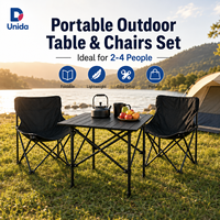 Table de camping pliable et ensemble de 2 chaises, mobilier de pique-nique léger pour l'extérieur avec sac de transport