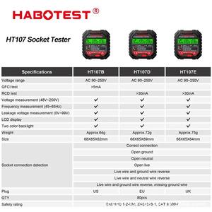 Habotest Ht107b/D/E Socket <span class=keywords><strong>Tester</strong></span> Grond Nul Draad Fase Polariteit Lekkage Multifunctionele <span class=keywords><strong>Tester</strong></span> - Product Image 2