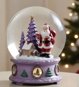 Caja de música artesanal de resina 2025 personalizada, decoración navideña, globo de nieve de Papá Noel personalizado - Product Image 4