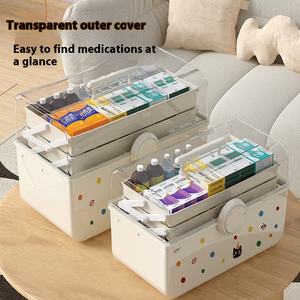大容量ポータブル3層透明薬収納ボックスモダン多機能クリエイティブデスクトップアルミプラスチック - Product Image 4