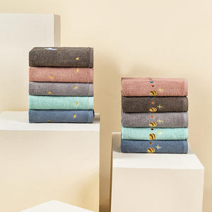 Ensemble de serviettes de bain en pur coton 40x90 cm, brodées, couleur unie, douces pour la peau, pour usage domestique - Product Image 1