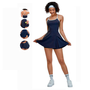 女式无袖运动运动裙配短裤性感无挡板篮球网球高尔夫裙 - Product Image 1