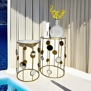 Lander thiết lập của 2 bán buôn kim loại sắt Vòng bảng bên tùy chỉnh vàng hiện đại Bàn cà phê cho phòng khách - Product Image 4