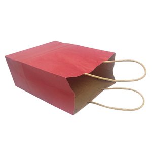 Sac en papier kraft rouge classique amélioré avec option de couleur extérieure personnalisée pour l'emballage de vente au détail et de cadeaux de marque - Product Image 4