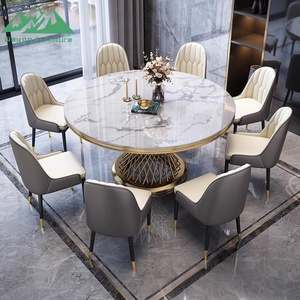 Table à manger en marbre de luxe Wayon avec plateau tournant, ensemble de table ronde moderne pour la maison, l'hôtel et les projets de restaurant - Product Image 3