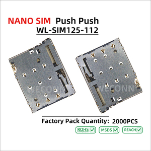 Conector de Tarjeta Nano <span class=keywords><strong>SIM</strong></span> WECONN WL-SIM125-112 de 6 Pines + 2 H=1.15mm Push-Push con Interruptor de Detección, Conector de Batería Personalizable - Product Image 5
