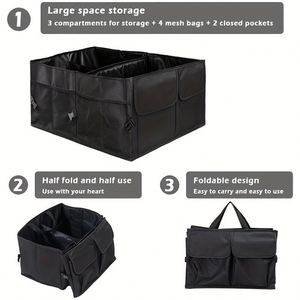 Boîte de rangement pour coffre de voiture, organisateur de coffre, accessoires de rangement intérieurs pour hommes, gadgets pour coffre de camion - Product Image 4