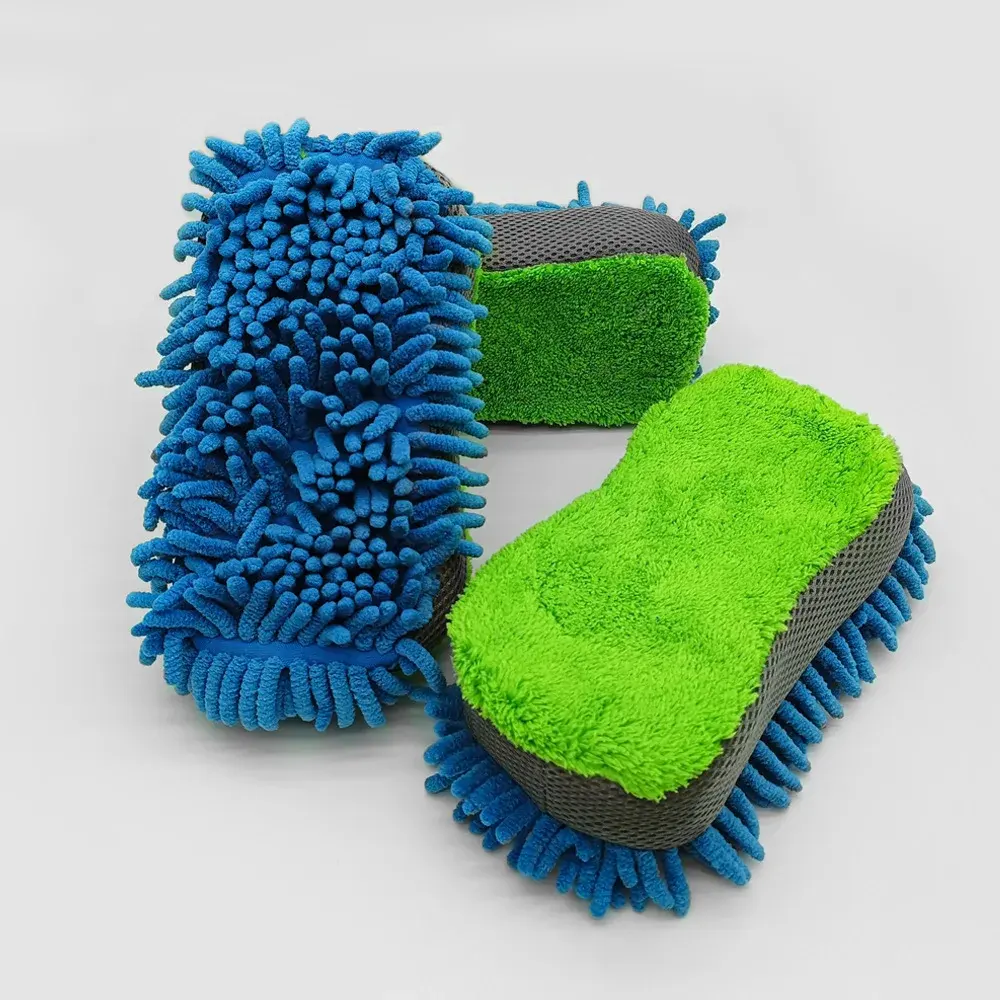 Spons cuci mobil Microfiber Premium Chenille mikrofiber, spons cuci sarung tangan pembersih mobil, bagus untuk pembersihan sehari-hari