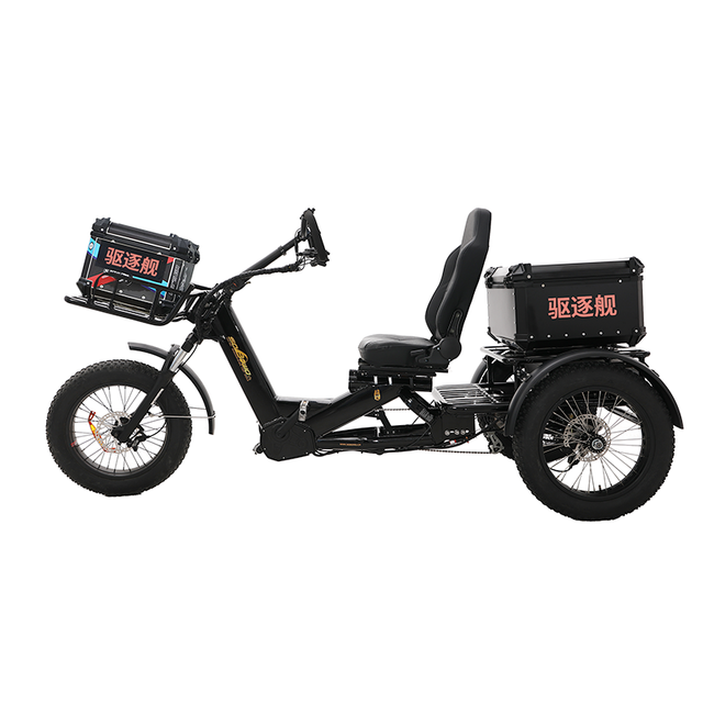 1750W 200KM Long Range Motorized Electric Cargo Tricycle 48V 60Ah Battery 3-Wheel Adult E-Trike 300kg Payload Open Body 2-Seater