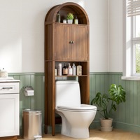 Meuble de rangement arqué moderne du milieu du siècle pour toilettes, étagère de salle de bain compacte à 4 niveaux, organisateur de placard