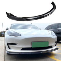Lèvre avant de voiture personnalisée en fibre de carbone noir brillant, séparateur de pare-chocs avant, accessoires de style automobile pour Model 3
