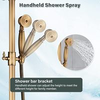 Système de douche mural en laiton antique de 8 pouces avec pommeau de douche pluie et kit de douche à double poignée croisée