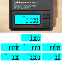 Modèle le plus récent, balance numérique à écran LCD pour bijoux, or, grammes, 0,01 g, 0,1 g, capacité 500 g, alimentée par batterie, balance de poche en plastique, mini balance
