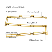 Collier chaîne trombone en acier inoxydable plaqué or 18 carats, maillons rectangulaires géométriques, étanche, inaltérable, bijoux de mode