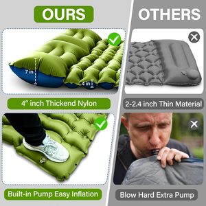 Double coussin de couchage extérieur étanche à l'humidité pour <span class=keywords><strong>lit</strong></span> extérieur gonflable à pompe à pied de camping avec surface antidérapante portable - Product Image 3