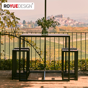 ม้านั่งรับประทานอาหารกลางแจ้งโครงอลูมิเนียมอัลลอยไม้แข็งป้องกันการกัดกร่อนเคลื่อนย้ายได้ดีไซน์เรียบง่ายทันสมัยสำหรับลานระเบียง - Product Image 5