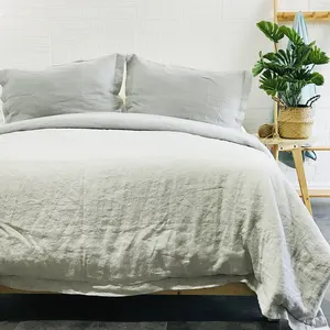 Yorgan yatak örtüsü seti düz levha yatak çarşafları yastık % 100% keten katı saf renk lüks Euro yetişkin yatak örtüsü çarşaf