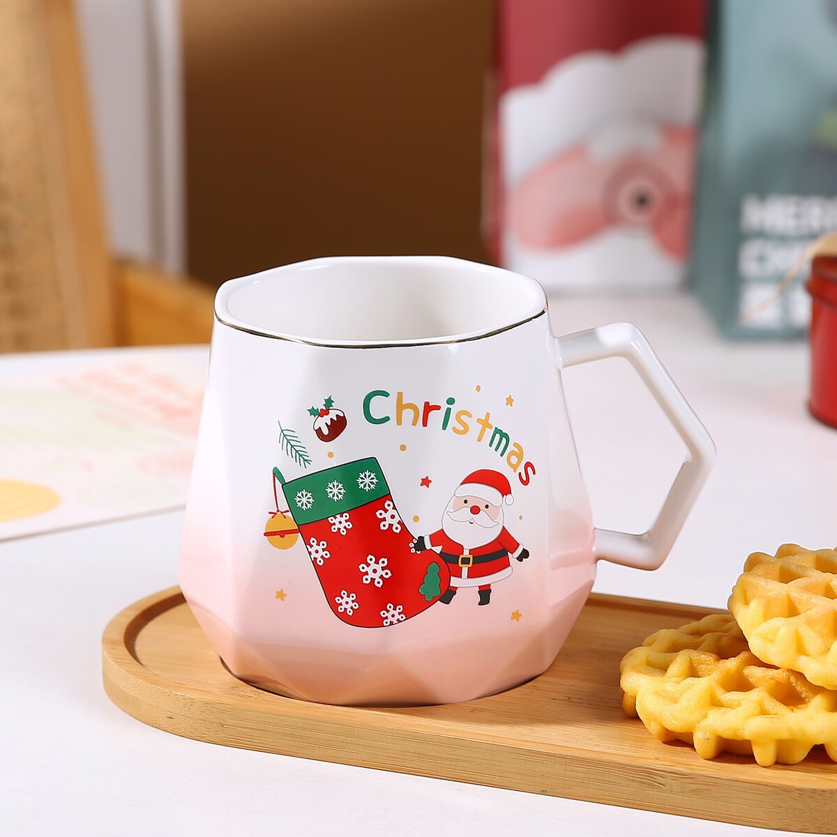 Botas navideñas copa única rosa