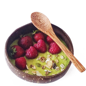 Set Regalo Ciotole in Guscio <span class=keywords><strong>di</strong></span> Cocco Eleganti Pronte per la Spedizione - Ingrosso Mini Ciotole per Smoothie, Insalata, Zuppa Vegana, Biologiche e Naturali con Cucchiaio - Product Image 5