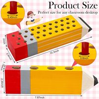 Organisateur de crayons en bois et boîte à stylos pour enfants avec trous peints pour enfants