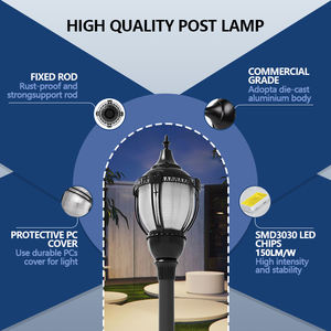 Lampe de jardin en aluminium certifiée ETL, alimentée par courant alternatif 120 V, IP65, LED 5000 K, lampadaire à capteur, garantie 5 ans pour l'éclairage - Product Image 2