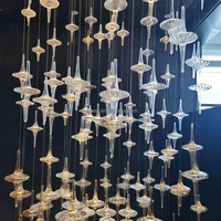 Lustre en cristal de verre transparent en forme de vaisseau spatial, grand projet moderne ovale, luxe, LED, pour hall d'hôtel, villa, luminaire suspendu