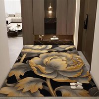 Polyester Crystal Velvet Anti-Slip Floral Feather Rug Carpet Soft Floor Mat Living Room Bedroom Hallway Entryway Home Decor