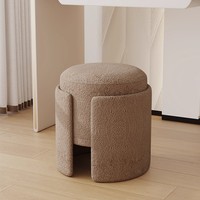 Tabouret de maquillage familial en velours rouge, petit, de luxe léger et contemporain, avec base en filet, pour chambre, appartement, villa, coiffeuse