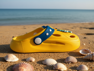 Ciabatte Gialle in PVC 23-32mm, Traspiranti con Suola in EVA, Stile Sportivo Estivo, Punta Rotonda, Senza Tallone, Tipo Jelly - Product Image 2