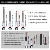 30 pièces Kit de réparation en acier outil d'installation de retrait de poulie d'alternateur pour VW Audi Ford BMW Benz Volvo GM pour véhicules Toyota Buick