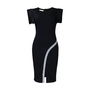 Robe pour femme Nouvelle collection été 2026 à manches courtes, moulante aux hanches, élégante, avec fente <span class=keywords><strong>Tongle</strong></span>, style éclatant et international - Product Image 3