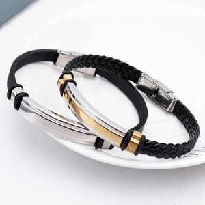 Custom Engraved Stainless Steel Braided <b>Rope</b> <b>Bracelet</b> Gold Plated Accents Unisex Couple Gift Jewelry Maria Name Personalized - Product Image 5