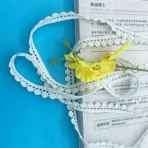 Pizzo Ricamato in Puro Cotone Idrosolubile <span class=keywords><strong>con</strong></span> Perline, Tessuto Ricamato Monofacciale <span class=keywords><strong>con</strong></span> Pois e Nappe - Product Image 1